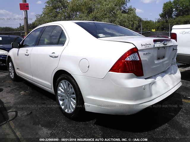 3FADP0L35AR402977 - 2010 FORD FUSION HYBRID WHITE photo 3