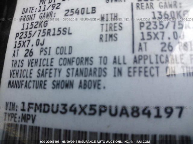 1FMDU34X5PUA84197 - 1993 FORD EXPLORER GREEN photo 9