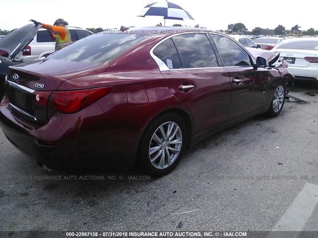 JN1BV7AP0EM686039 - 2014 INFINITI Q50 PREMIUM/SPORT RED photo 4