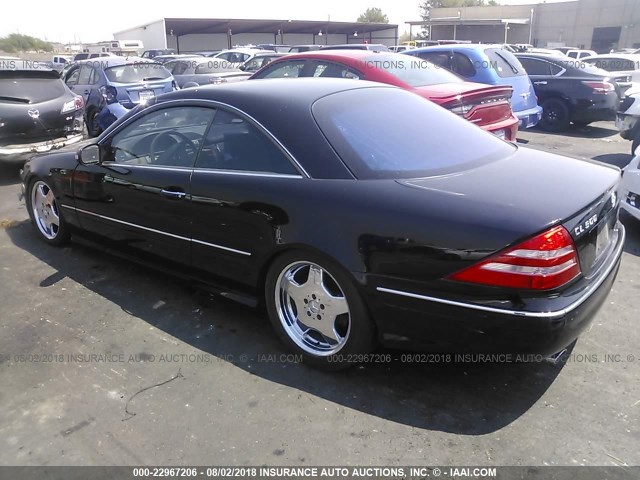 WDBPJ75J92A029353 - 2002 MERCEDES-BENZ CL 500 BLACK photo 3