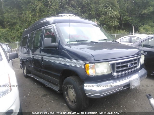 1FDRE14L03HA50840 - 2003 FORD ECONOLINE E150 VAN BLUE photo 1