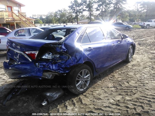 4T1BF1FKXGU587201 - 2016 TOYOTA CAMRY LE/XLE/SE/XSE BLUE photo 4