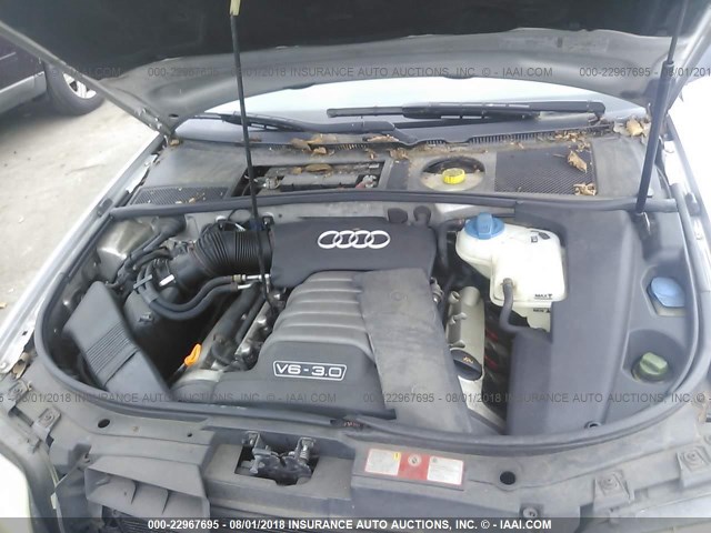 WAULT64B43N022445 - 2003 AUDI A6 3.0 QUATTRO SILVER photo 10