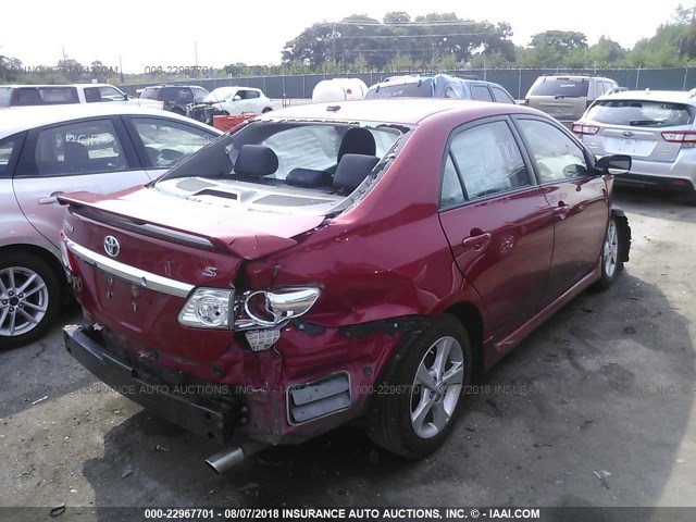 2T1BU4EE5BC552451 - 2011 TOYOTA COROLLA S/LE RED photo 4