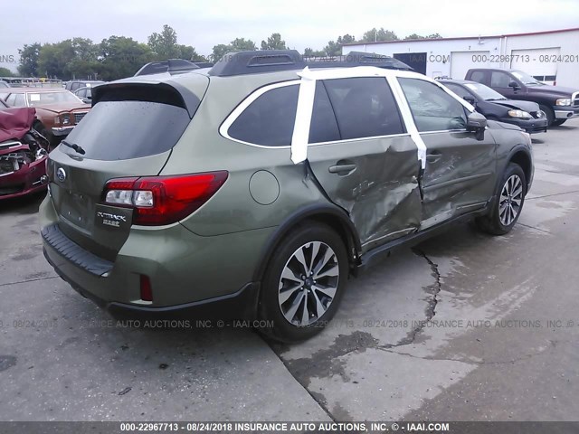 4S4BSANC5H3226701 - 2017 SUBARU OUTBACK 2.5I LIMITED GREEN photo 4