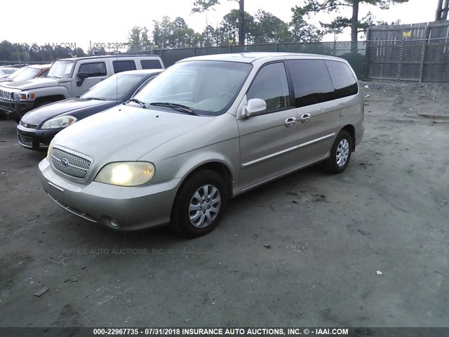 KNDUP132756721906 - 2005 KIA SEDONA EX/LX Pewter photo 2