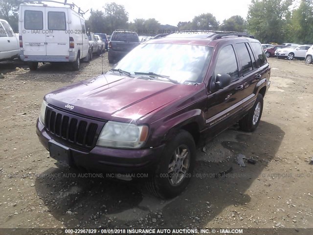 1J4GW68N0XC527197 - 1999 JEEP GRAND CHEROKEE LIMITED RED photo 2