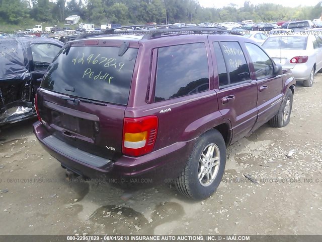 1J4GW68N0XC527197 - 1999 JEEP GRAND CHEROKEE LIMITED RED photo 4