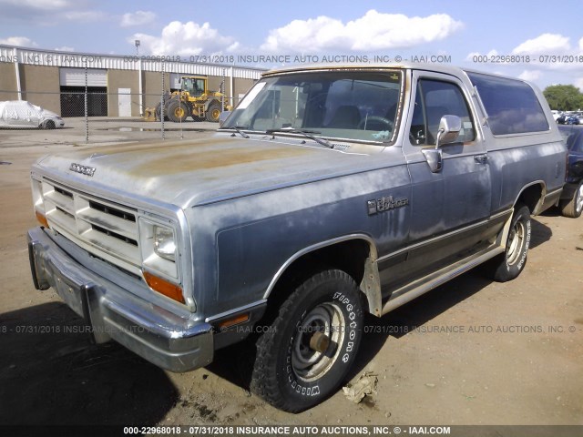 3B4GM07Y2KM952008 - 1989 DODGE RAMCHARGER AW-100 BLUE photo 2