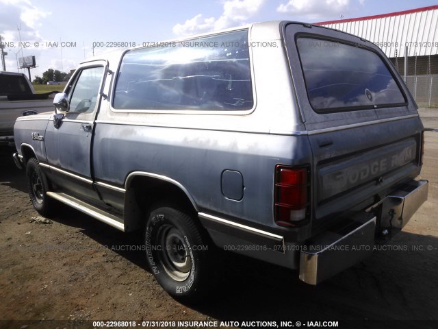 3B4GM07Y2KM952008 - 1989 DODGE RAMCHARGER AW-100 BLUE photo 3