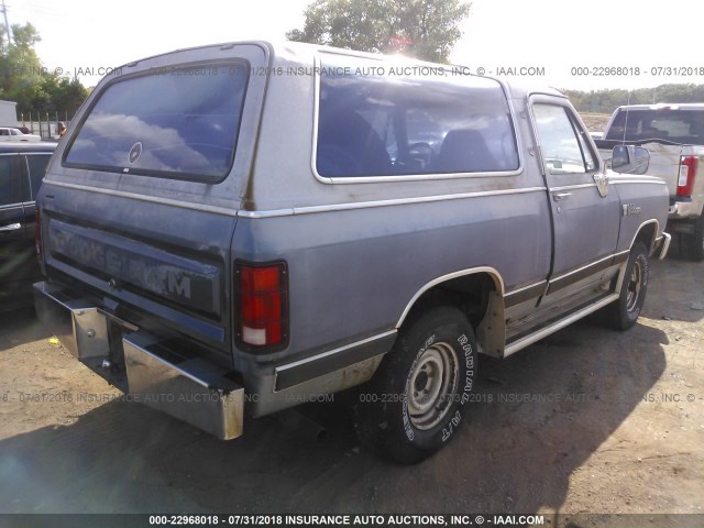 3B4GM07Y2KM952008 - 1989 DODGE RAMCHARGER AW-100 BLUE photo 4