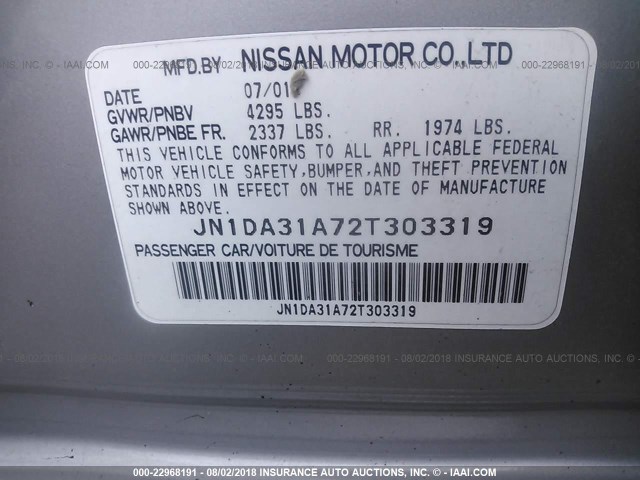 JN1DA31A72T303319 - 2002 NISSAN MAXIMA GLE/SE SILVER photo 8