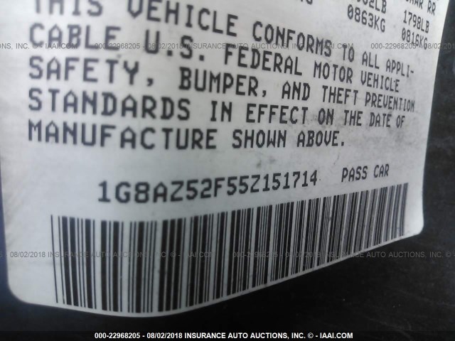 1G8AZ52F55Z151714 - 2005 SATURN ION LEVEL 2 灰色 照片 9