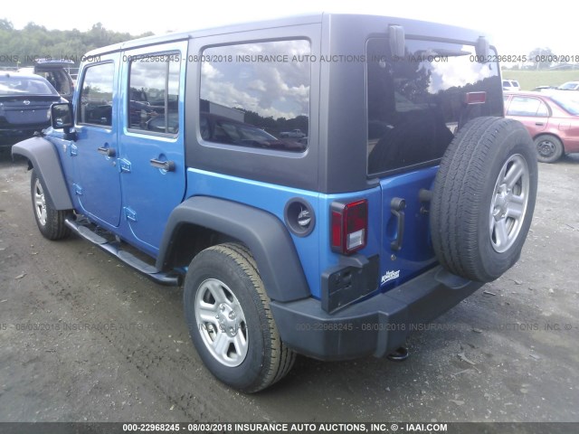 1C4BJWDG9GL145322 - 2016 JEEP WRANGLER UNLIMITE SPORT BLUE photo 3