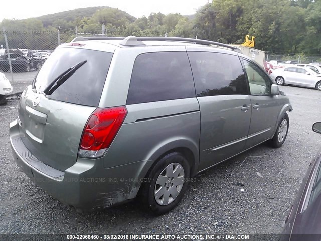 5N1BV28UX5N138552 - 2005 NISSAN QUEST S/SE/SL GREEN photo 4