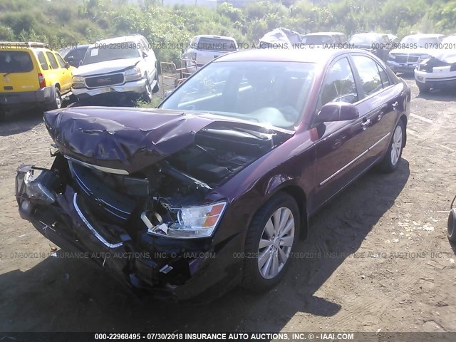 5NPEU46FX9H547662 - 2009 HYUNDAI SONATA SE/LIMITED MAROON photo 2