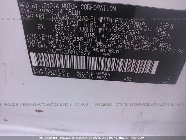 JTLKE50E081015255 - 2008 TOYOTA SCION XB Ağ foto 9