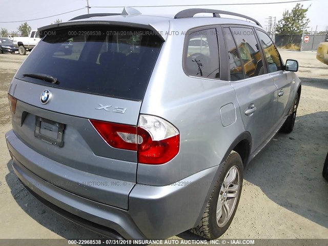 WBXPA93416WD34550 - 2006 BMW X3 3.0I SILVER photo 4