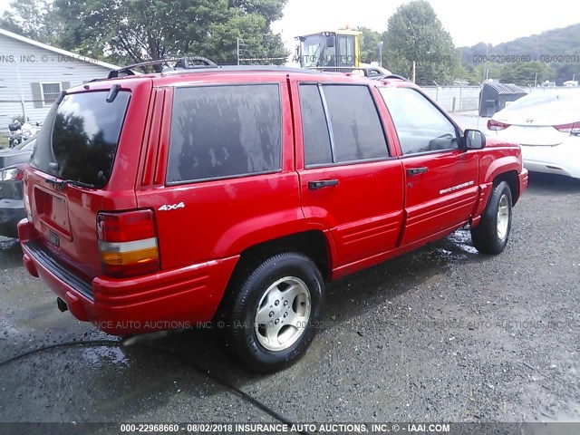 1J4GZ48S5WC290156 - 1998 JEEP GRAND CHEROKEE LAREDO/SPECIAL RED photo 4