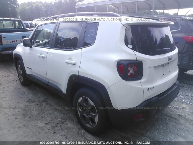 ZACCJAAB5HPE51186 - 2017 JEEP RENEGADE SPORT Սպիտակ լուսանկար 3