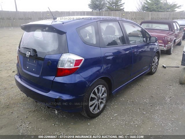 JHMGE8H6XDC020606 - 2013 HONDA FIT SPORT BLUE photo 4