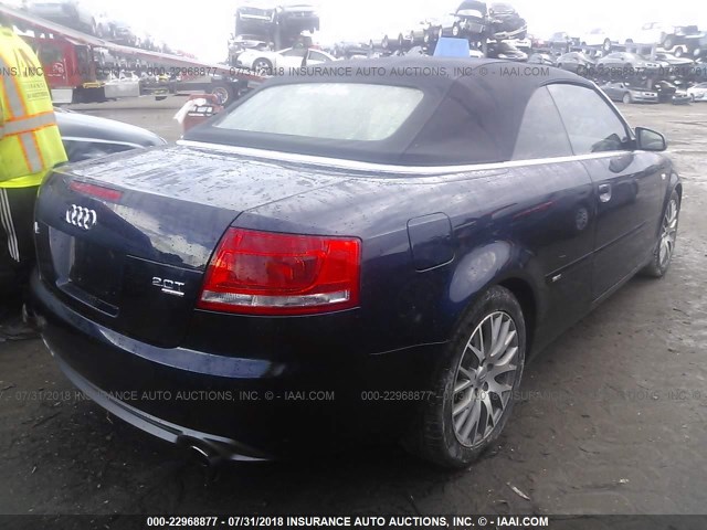 WAUDF48H09K002573 - 2009 AUDI A4 2.0T CABRIOLET QUATTRO BLUE photo 4