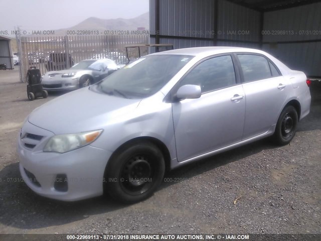 2T1BU4EE5BC586129 - 2011 TOYOTA COROLLA S/LE SILVER photo 2