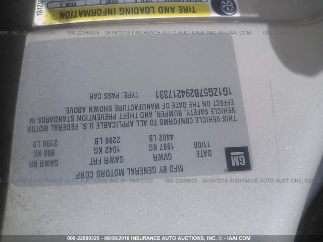 1G1ZG57B294217331 - 2009 CHEVROLET MALIBU LS ოქროსფერი ფოტო 9