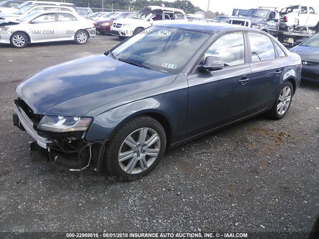 WAULF78K89N068554 - 2009 AUDI A4 2.0T QUATTRO BLUE photo 2