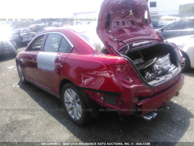 1FAHP2FW2AG109077 - 2010 FORD TAURUS LIMITED RED photo 3