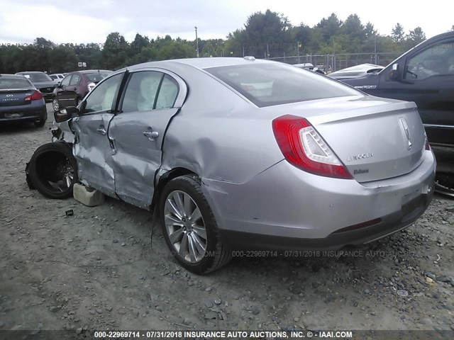 1LNHL9FT5DG601784 - 2013 LINCOLN MKS SILVER photo 3
