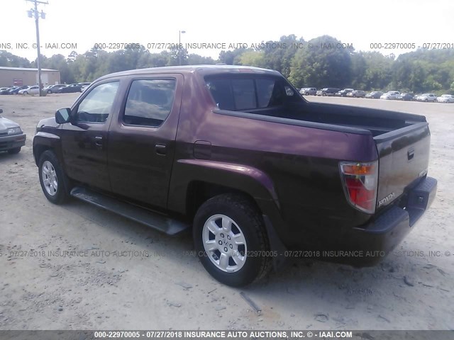 2HJYK16557H523473 - 2007 HONDA RIDGELINE RTL BURGUNDY photo 3