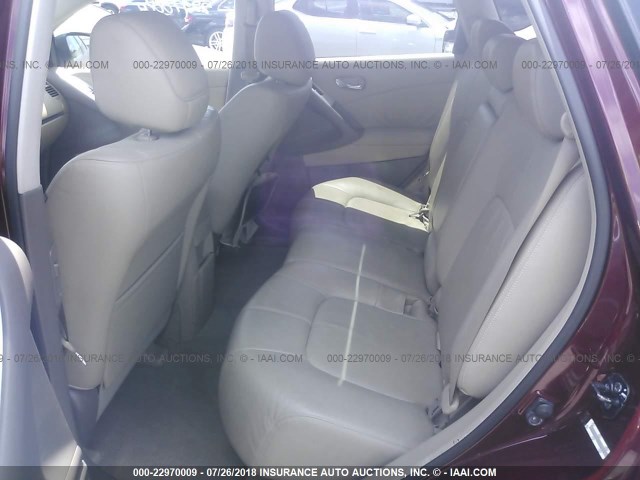 JN8AZ18U19W026726 - 2009 NISSAN MURANO S/SL BURGUNDY photo 8