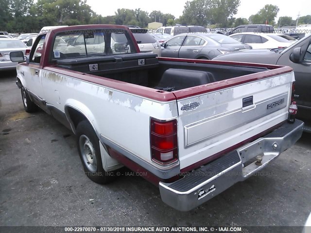 1B7GL26X6KS071751 - 1989 DODGE DAKOTA WHITE photo 3