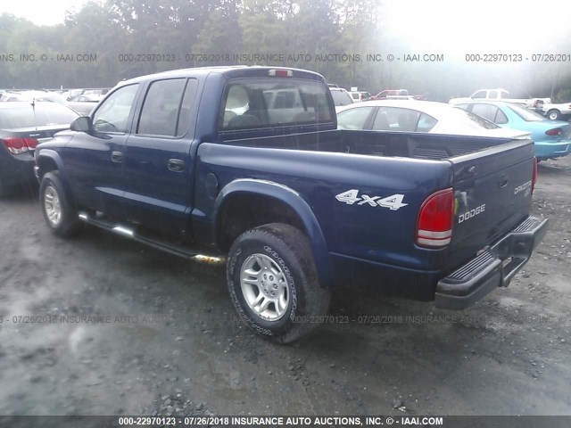 1D7HG38K14S739982 - 2004 DODGE DAKOTA QUAD SPORT BLUE photo 3