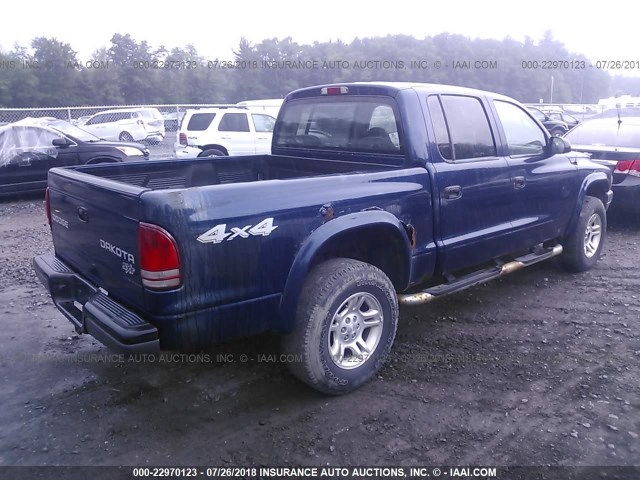 1D7HG38K14S739982 - 2004 DODGE DAKOTA QUAD SPORT BLUE photo 4