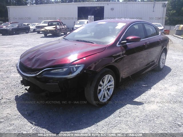 1C3CCCABXGN171359 - 2016 CHRYSLER 200 LIMITED BURGUNDY photo 2