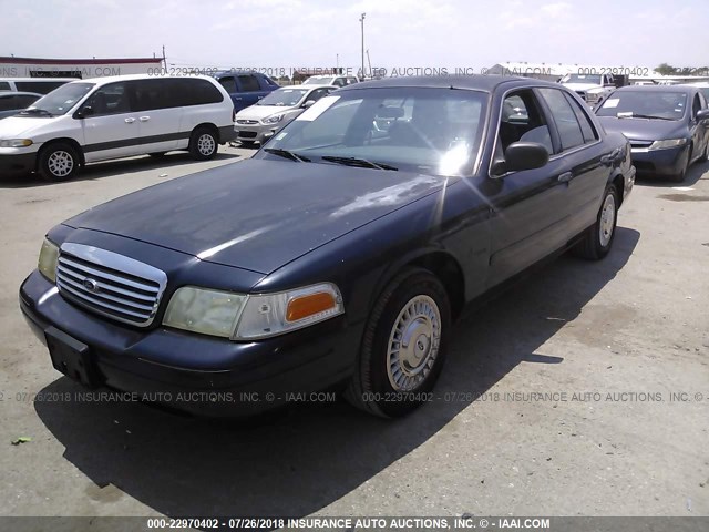 2FAFP71951X191158 - 2001 FORD CROWN VICTORIA POLICE INTERCEPTOR BLUE photo 2