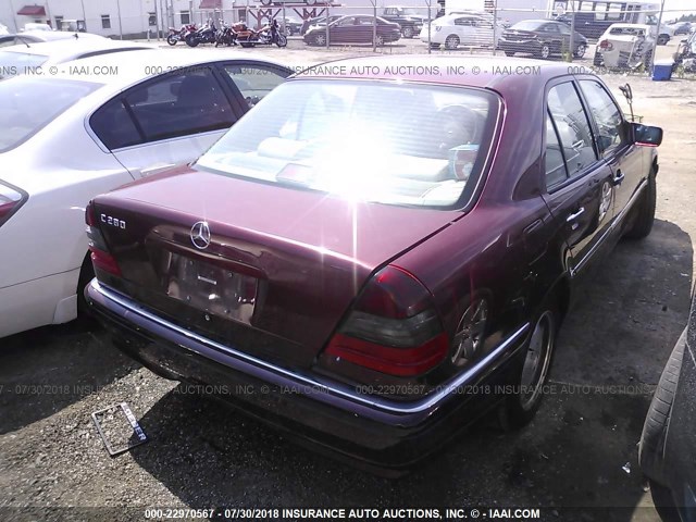 WDBHA29G2XA722441 - 1999 MERCEDES-BENZ C 280 BURGUNDY photo 4