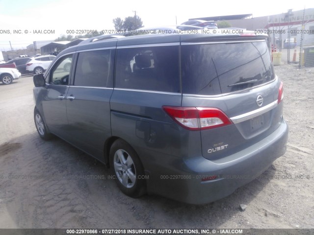 JN8AE2KP2C9034196 - 2012 NISSAN QUEST S/SV/SL/LE BLUE photo 3