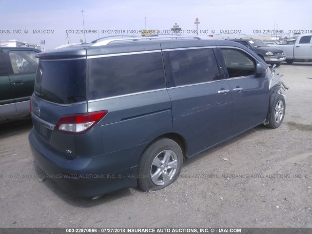 JN8AE2KP2C9034196 - 2012 NISSAN QUEST S/SV/SL/LE BLUE photo 4