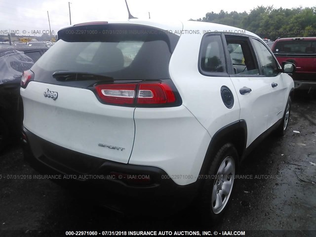 1C4PJLAB2EW301788 - 2014 JEEP CHEROKEE SPORT WHITE photo 4