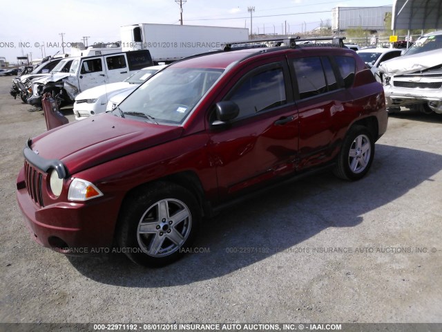 1J8FT47038D661033 - 2008 JEEP COMPASS SPORT RED photo 2