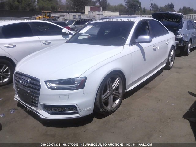 WAUBGAFLXDA109106 - 2013 AUDI S4 PREMIUM PLUS WHITE photo 2