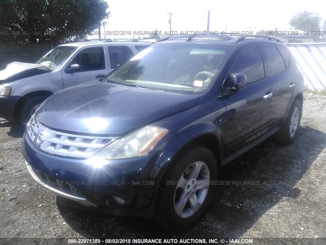 JN8AZ08TX5W317219 - 2005 NISSAN MURANO SL/SE/S BLUE photo 2