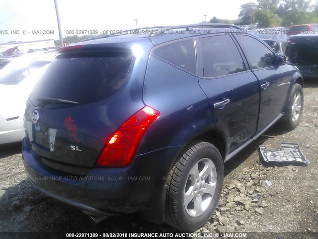 JN8AZ08TX5W317219 - 2005 NISSAN MURANO SL/SE/S BLUE photo 4