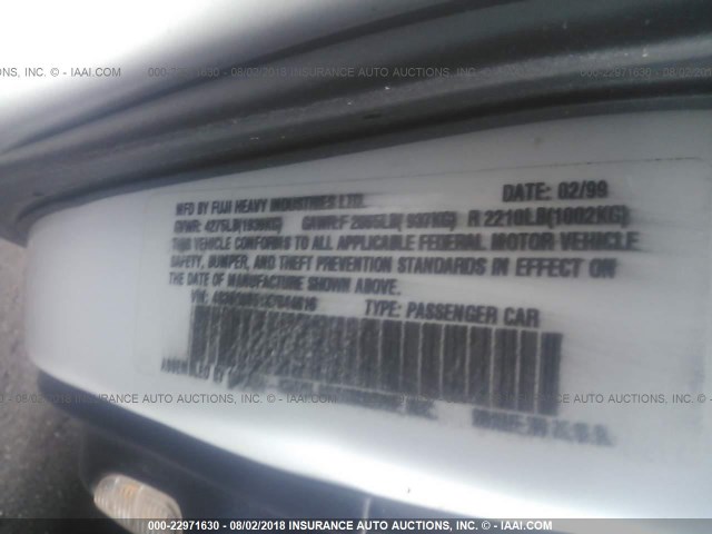 4S3BG6851X7644616 - 1999 SUBARU LEGACY OUTBACK/SSV/LIMITED/30TH WHITE photo 9