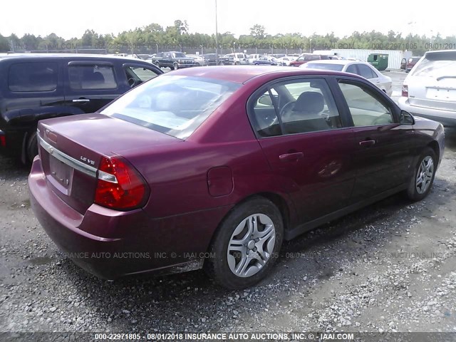 1G1ZS51806F253448 - 2006 CHEVROLET MALIBU LS მუქწითელი ფოტო 4