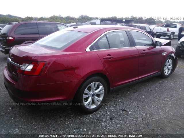 1FAHP2EW3CG144523 - 2012 FORD TAURUS SEL RED photo 4