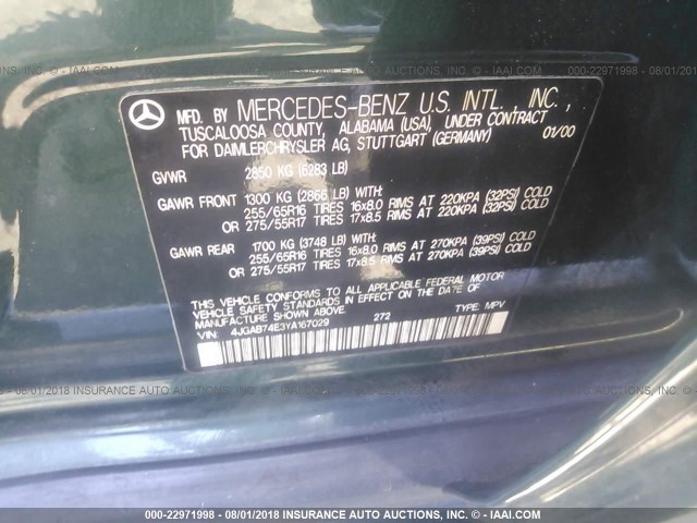 4JGAB74E3YA167029 - 2000 MERCEDES-BENZ ML 55 GREEN photo 9